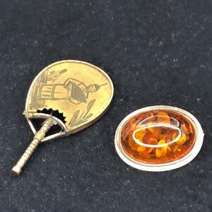 Tan And Amber Brooch